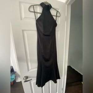 Lulus black satin halter dress